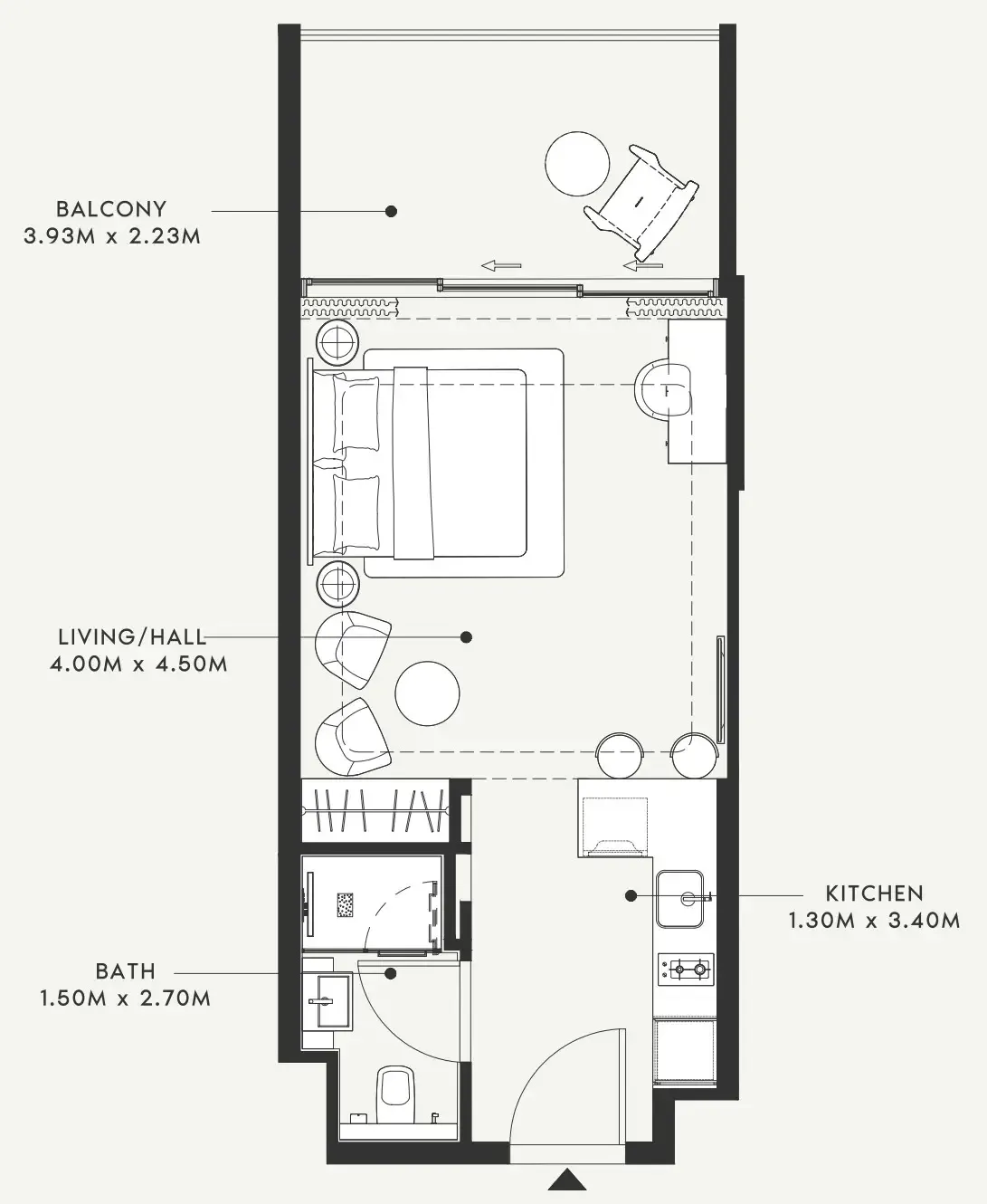 Riviera 55 Studio floor plan, 513 sqft