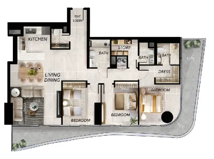 Radiant Waves 3 bed floor plan, 2,026 sqft
