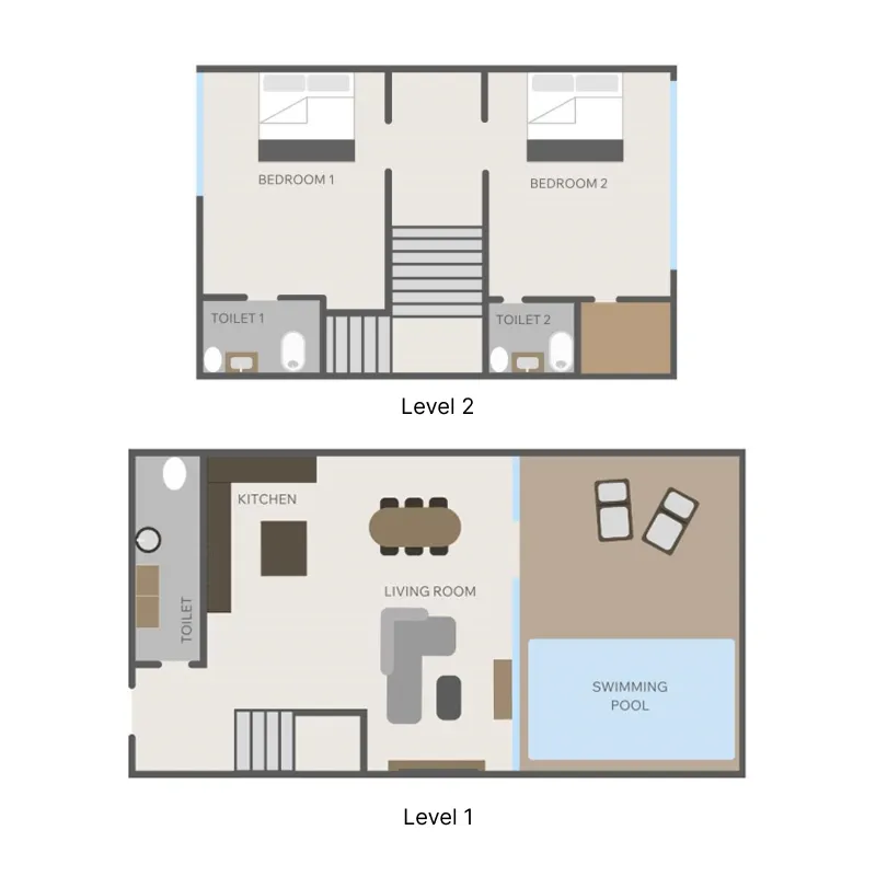 Swoi Berawa Villas 2 bed floor plan, 1,238 – 1,561 sqft