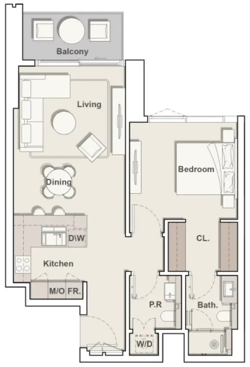 Eltiera Views 1 bed floor plan, 818 sqft