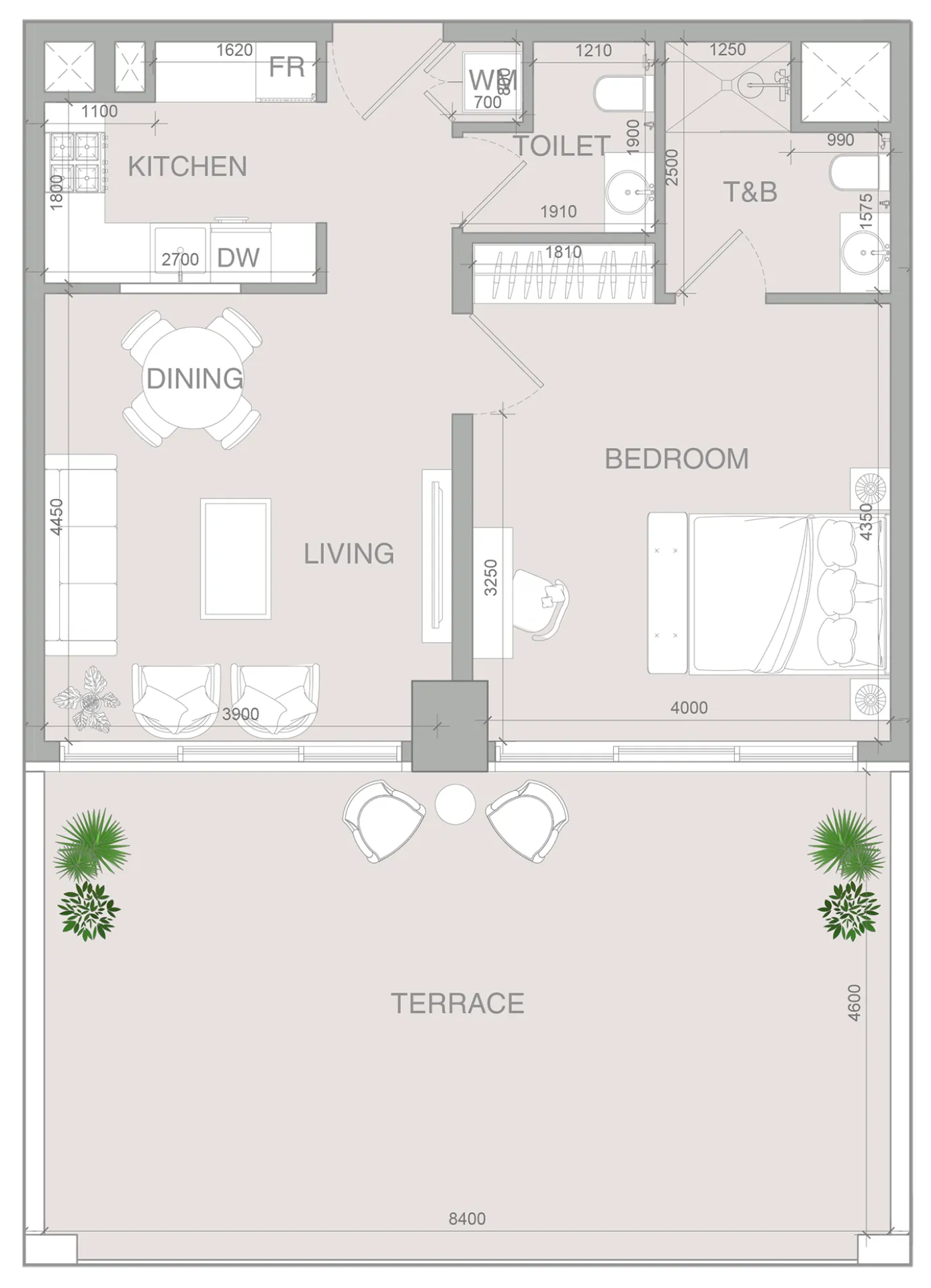 VERDAN1A 4 1 bed floor plan, 1,061 sqft