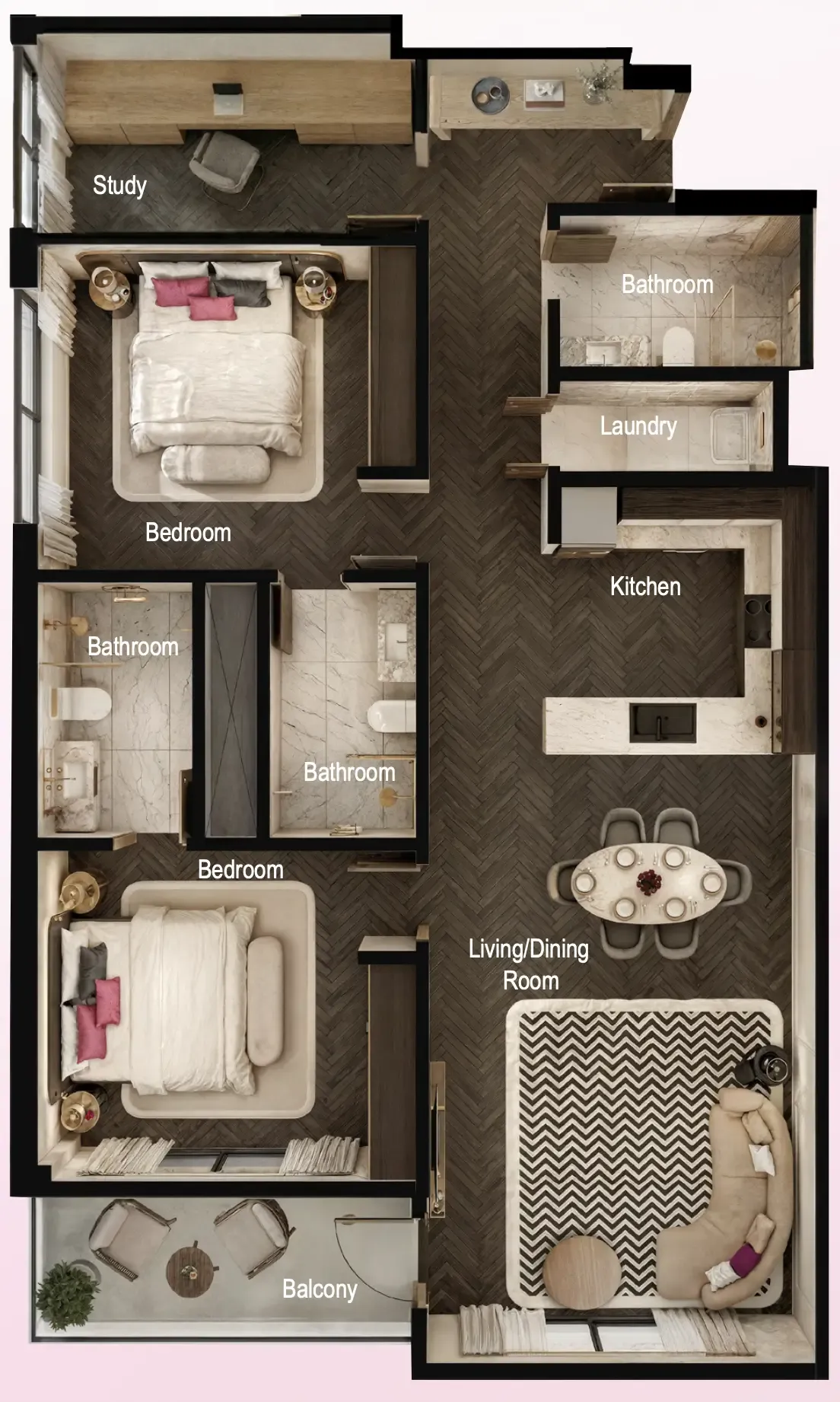 Fauchon Residences 2 bed floor plan, 1,209 sqft