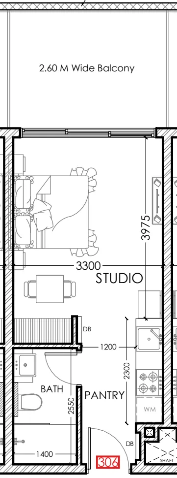 Al Haseen Residences 5 Studio floor plan, 372 sqft