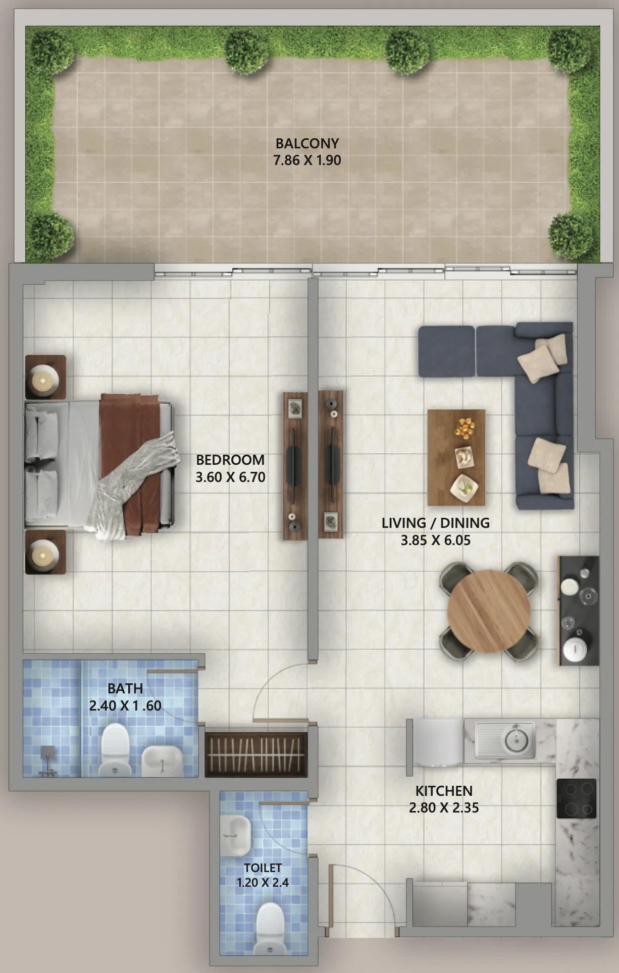 Linden Residences 1 bed floor plan, 899 sqft