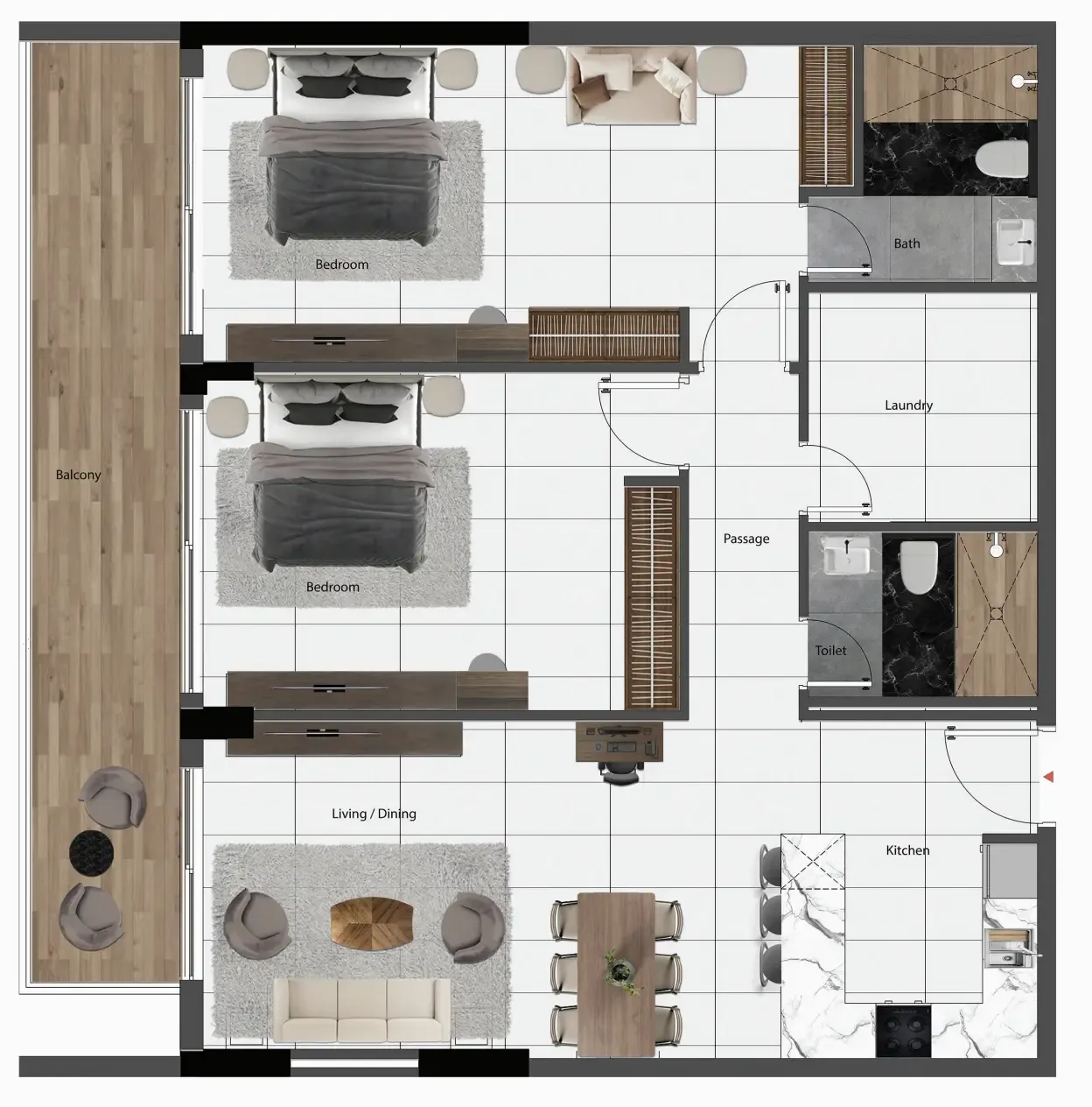 Park Lane 2 by Heilbronn 2 bed floor plan, 1,246 – 1,327 sqft