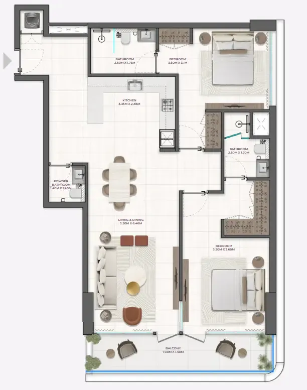 Derby Heights by AMIS 2 bed floor plan, 1,142 sqft