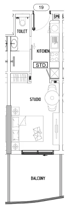 Damac Lagoons Views Phase 3 Studio floor plan, 404 sqft