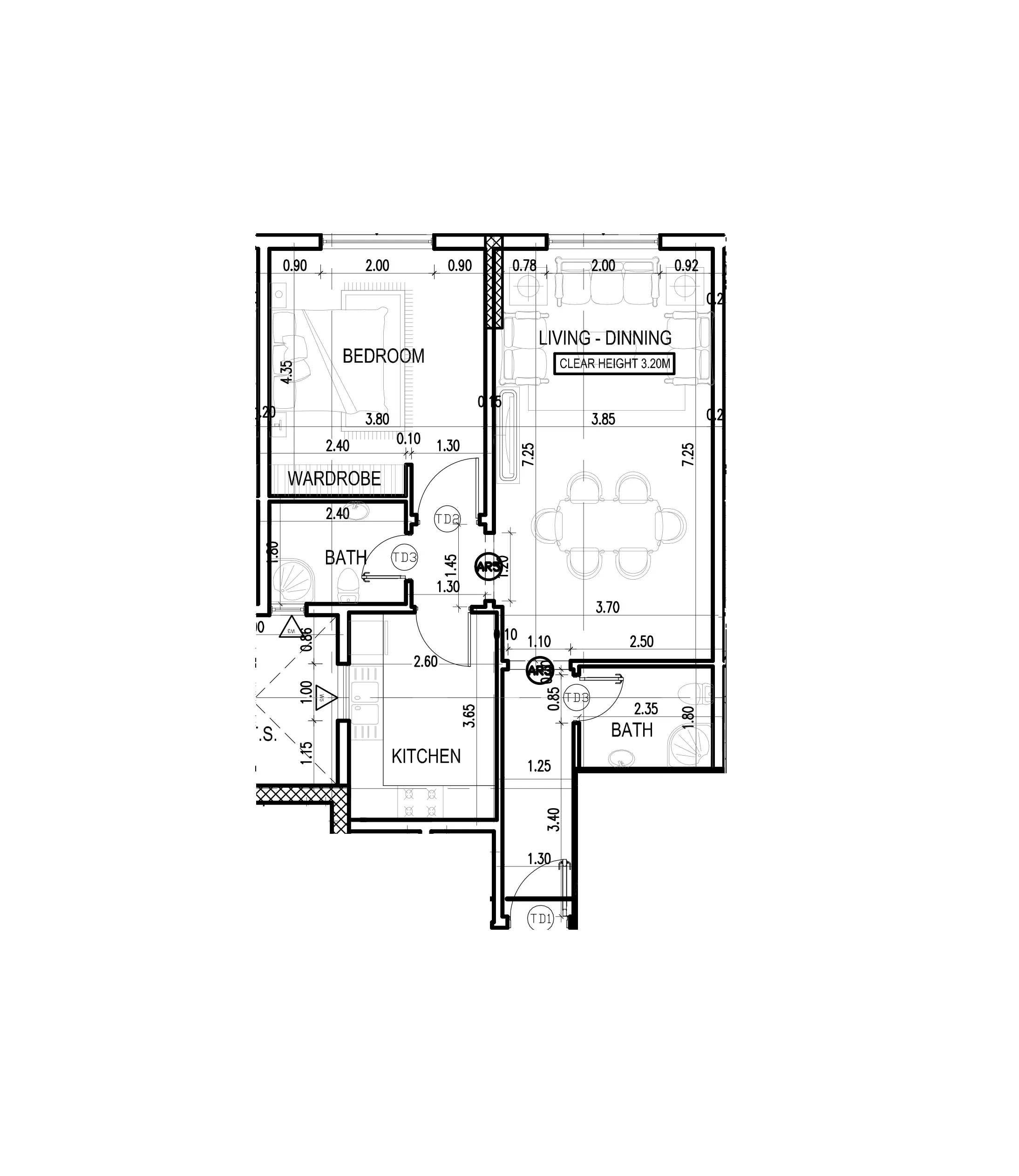 Dugasta Warsan (Jneibi) 1 bed floor plan, 833 sqft