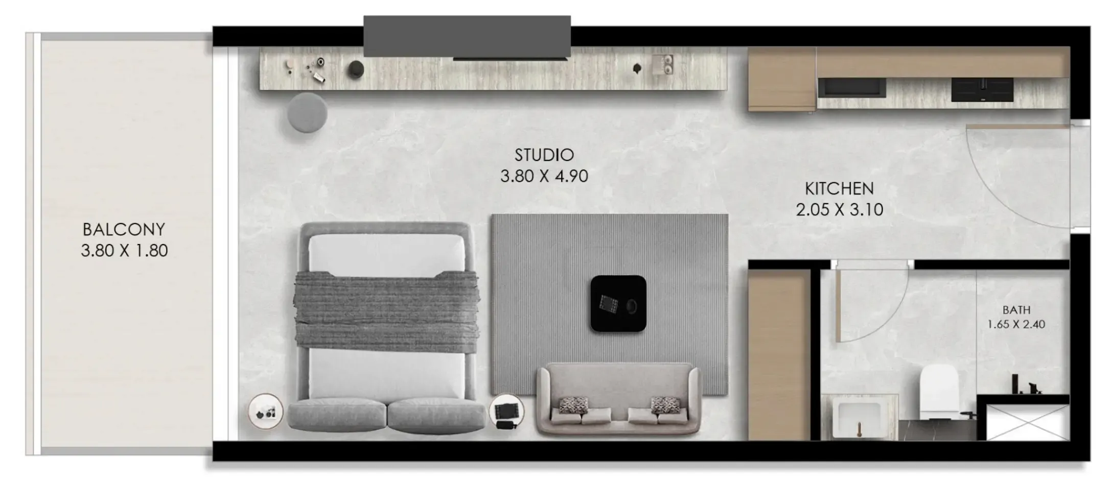 Verano by Prescott Studio floor plan, 427 sqft