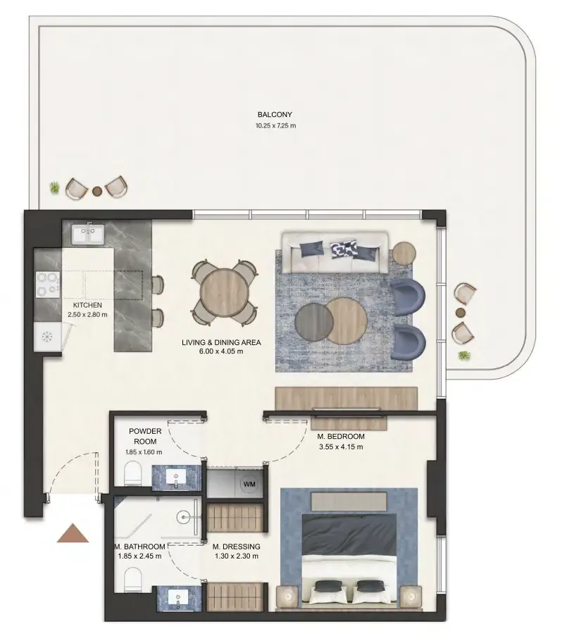 Seamont Autograph Collection Residences 1 bed floor plan, 1,174 sqft
