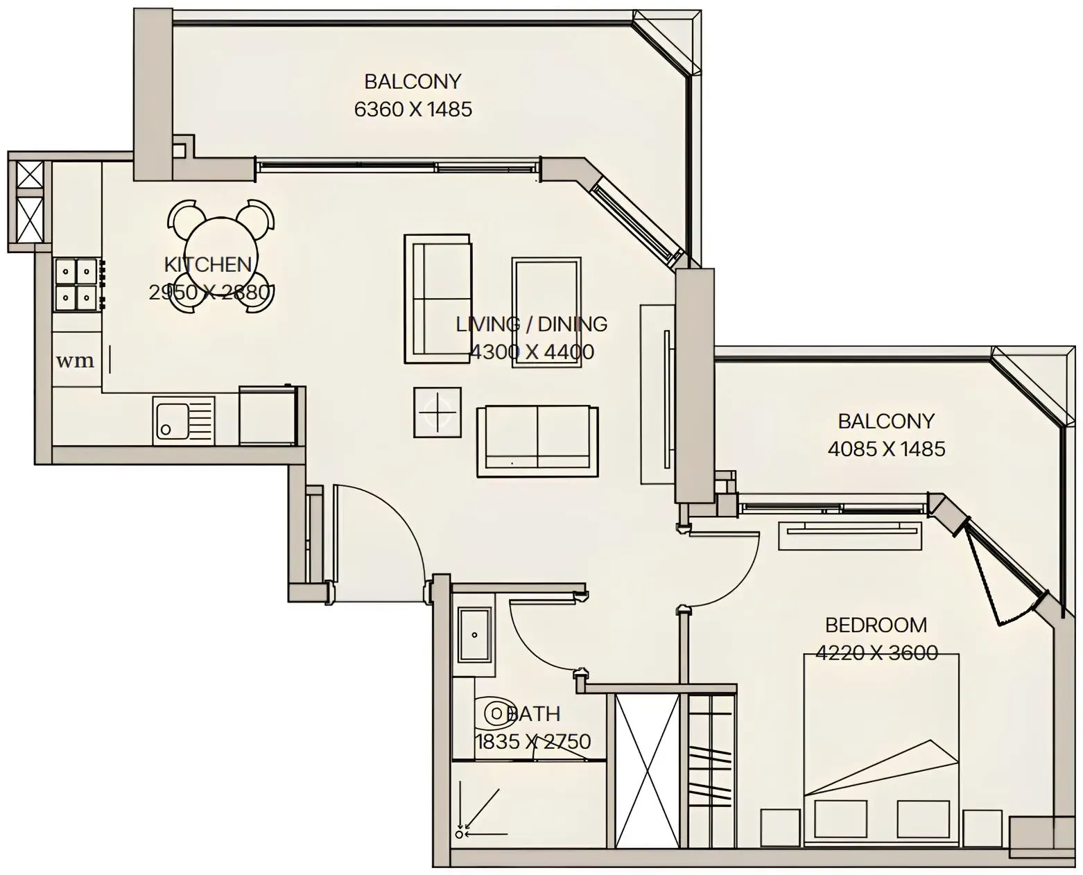 Nirvana Residences 1 1 bed floor plan, 761 – 1,057 sqft