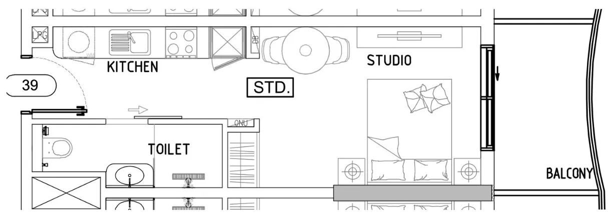Damac Lagoons Views Phase 3 Studio floor plan, 368 sqft