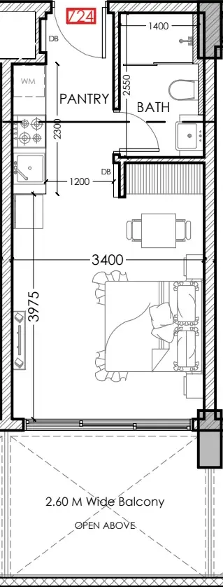 Al Haseen Residences 5 Studio floor plan, 383 sqft