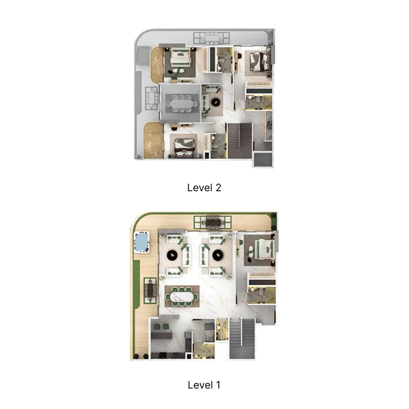 77S Tower 4 bed floor plan, 3,252 – 3,264 sqft