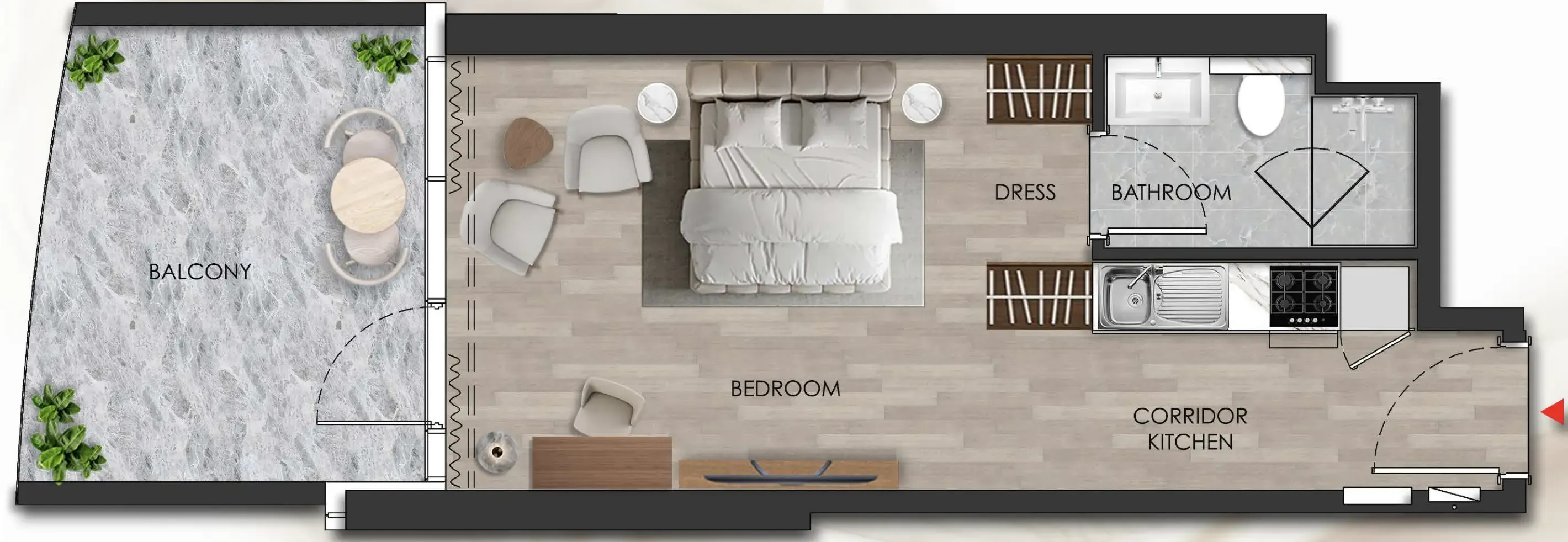 Island Heights Studio floor plan, 549 sqft