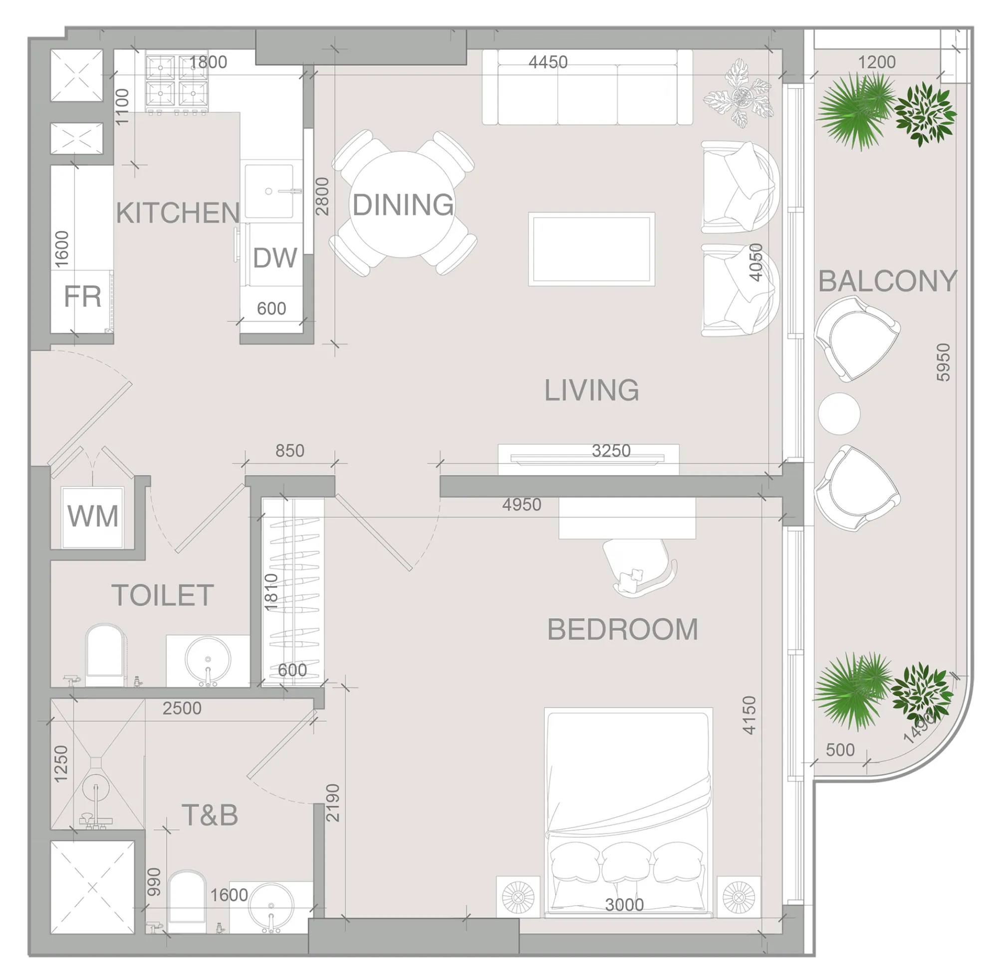 VERDAN1A 4 1 bed floor plan, 773 sqft