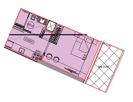 Binghatti Hillviews Studio floor plan, 410 sqft