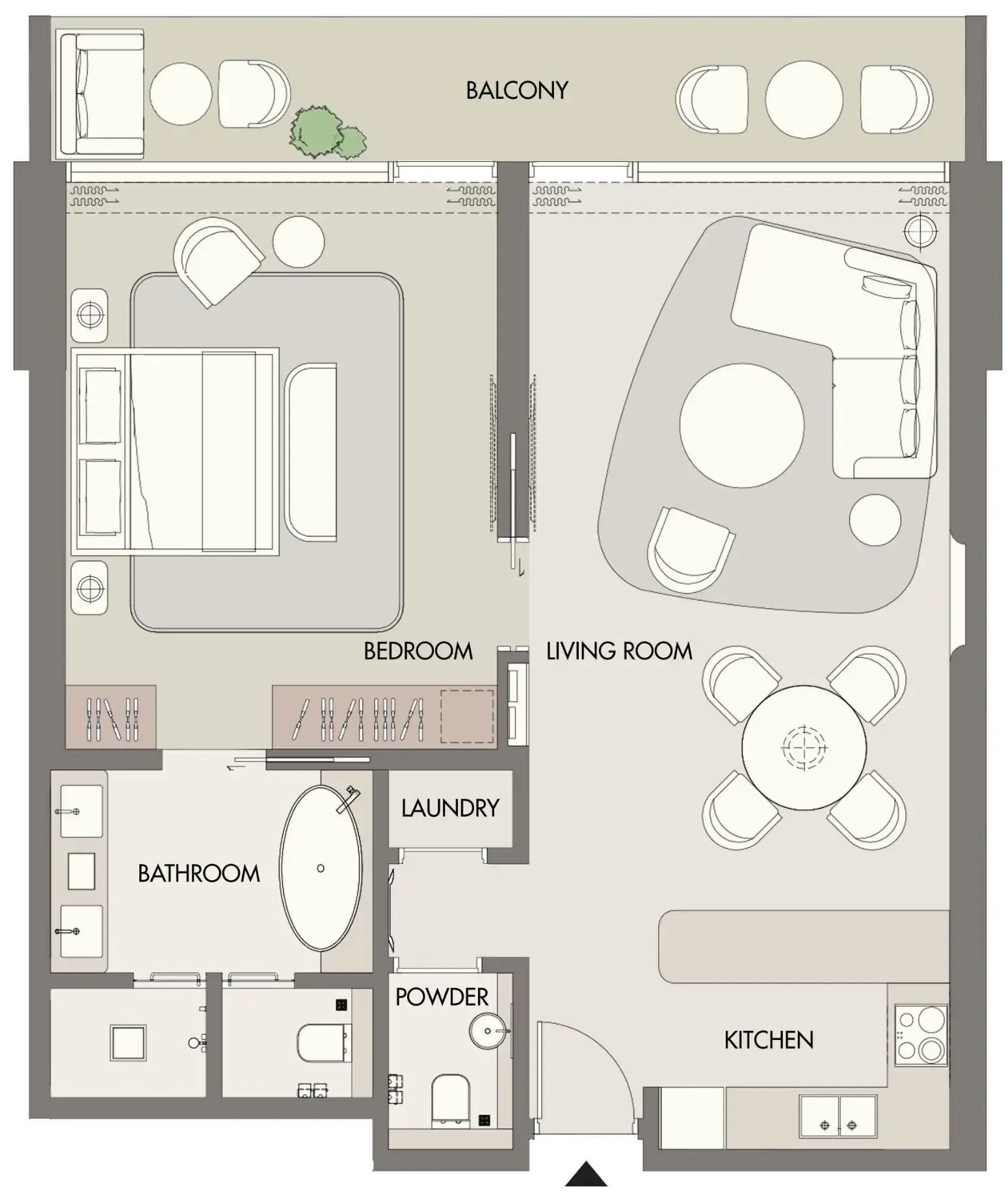 W Hotels and Residences Al Marjan 1 bed floor plan, 1,090 sqft