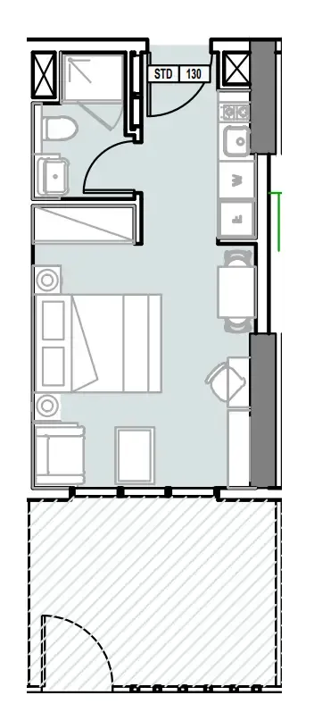 Verdana III Studio floor plan, 401 sqft