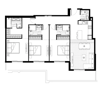 FH Residency 3 bed floor plan, 1,597 sqft