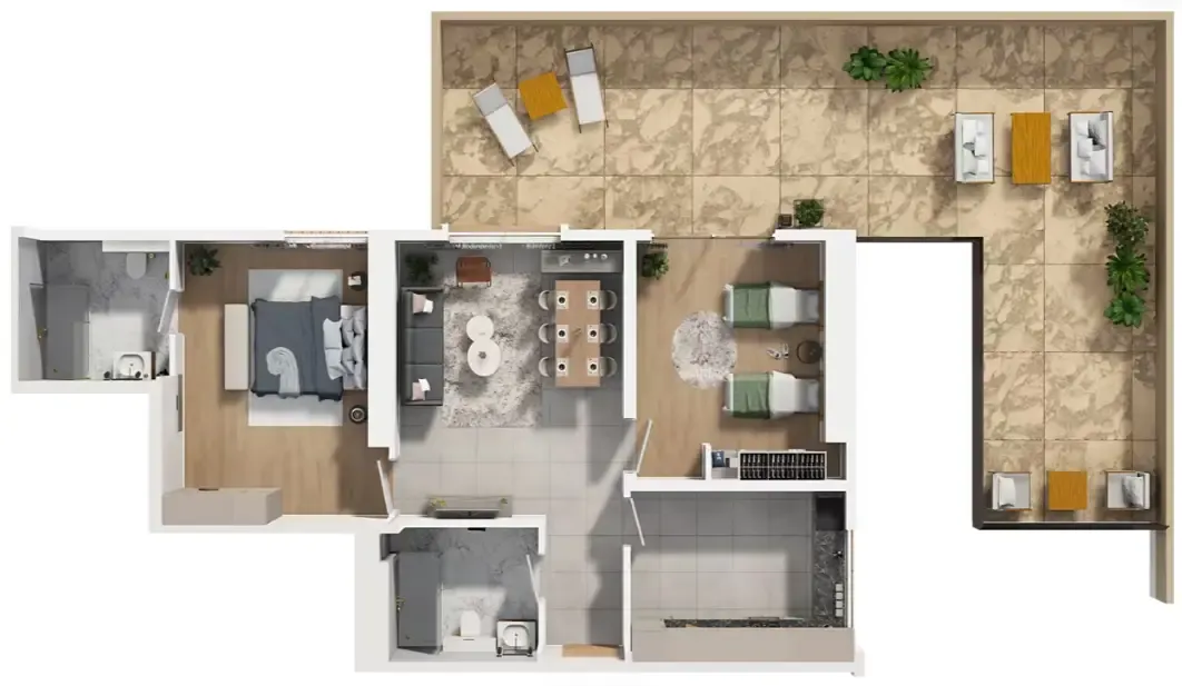 Barajeel Towers 2 bed floor plan, 2,491 sqft