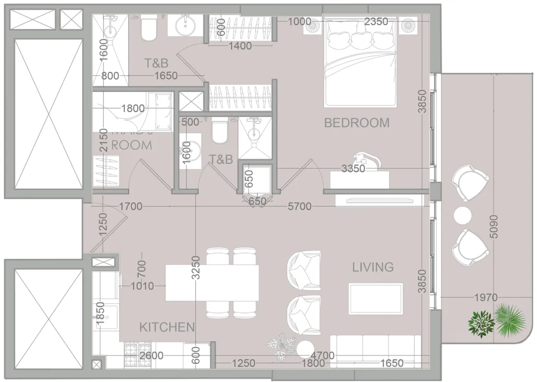 TETR1S Tower 1 bed floor plan, 785 sqft