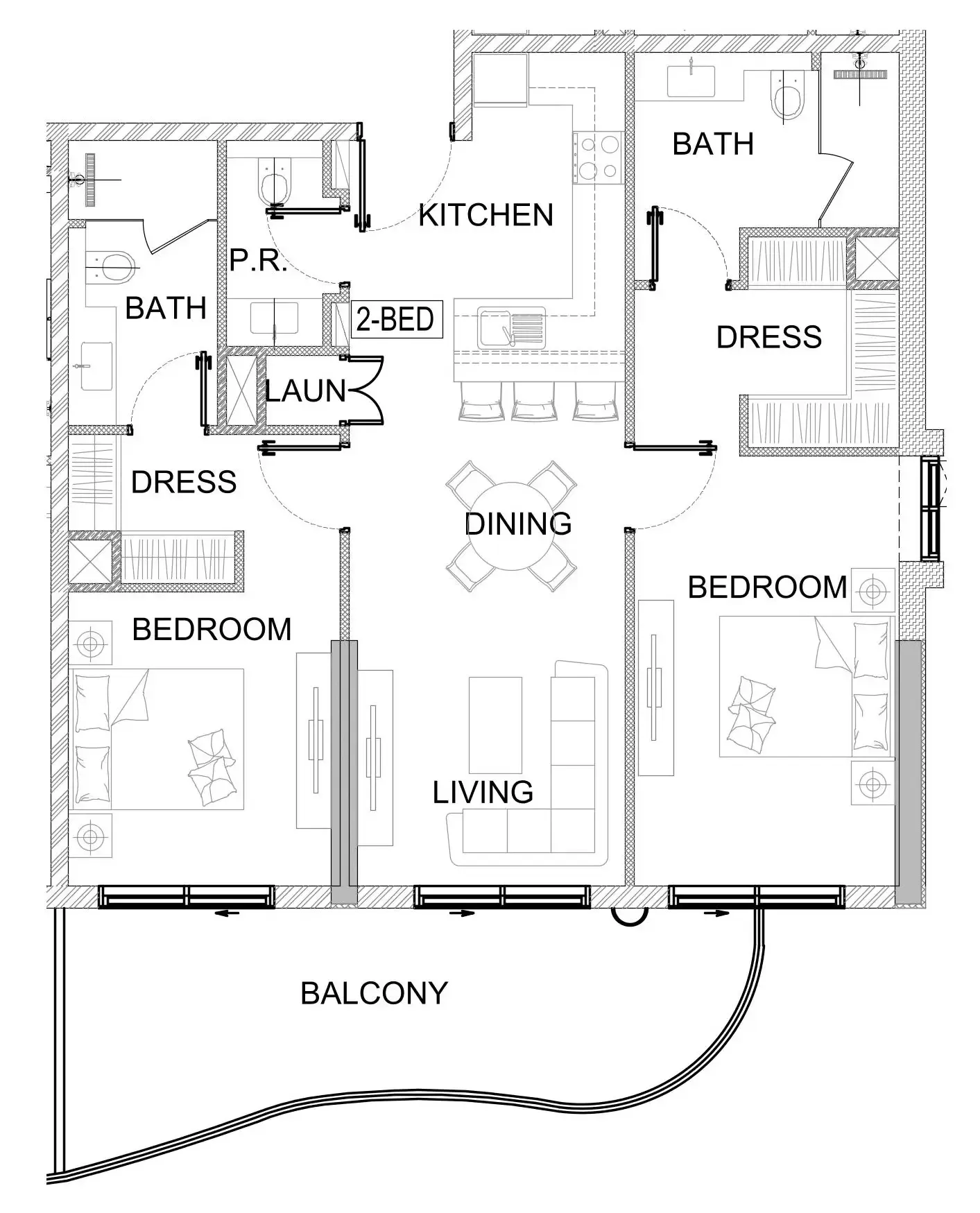 Valencia 2 bed floor plan, 1,161 – 1,165 sqft
