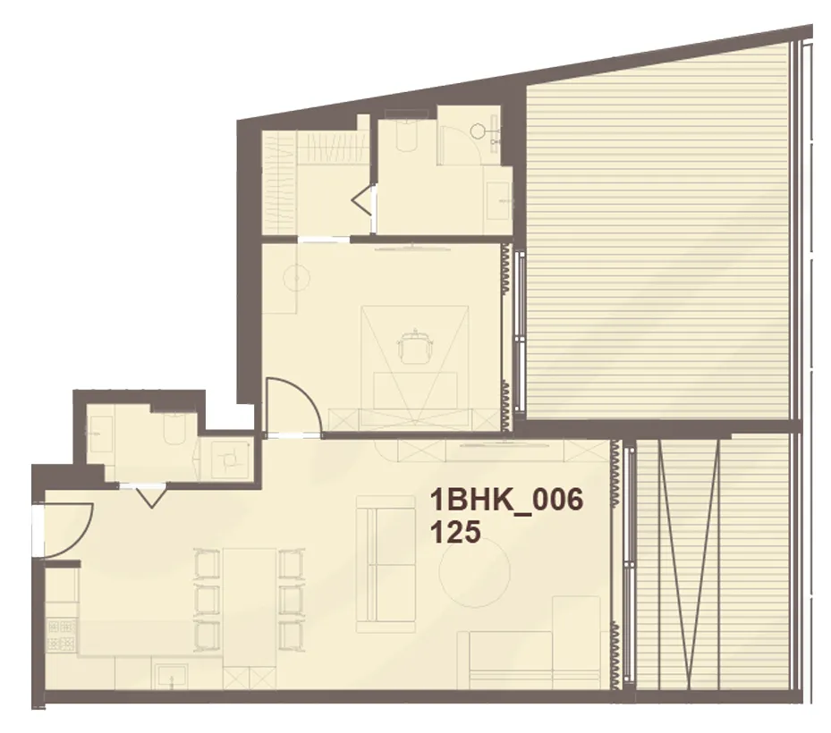 J-Haus Residence 1 bed floor plan, 1,203 sqft