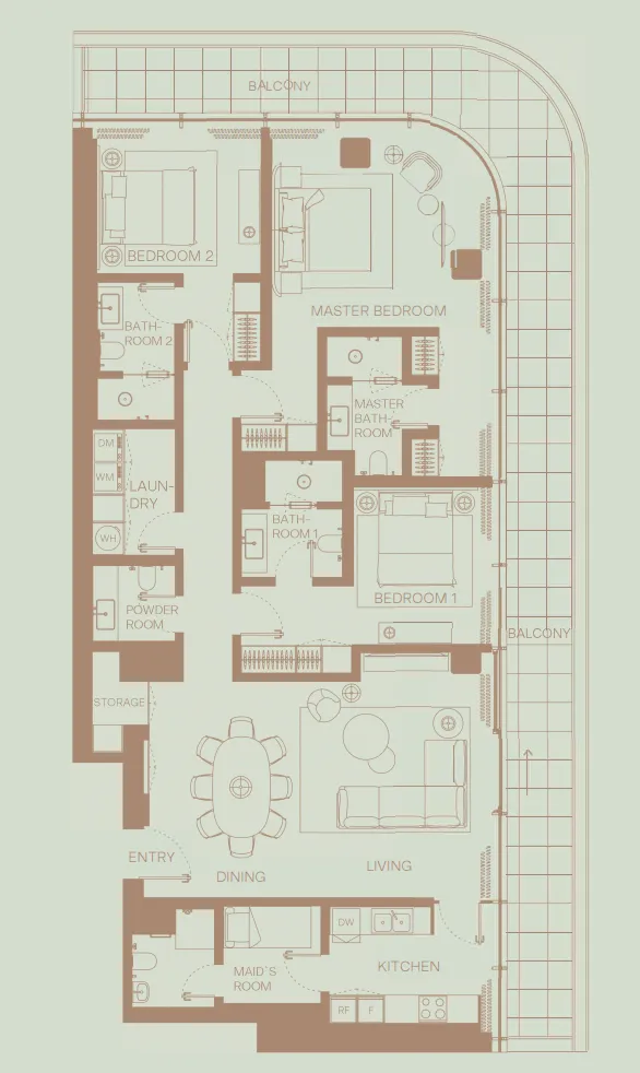 Eden House The Park 3 bed floor plan, 2,346 sqft
