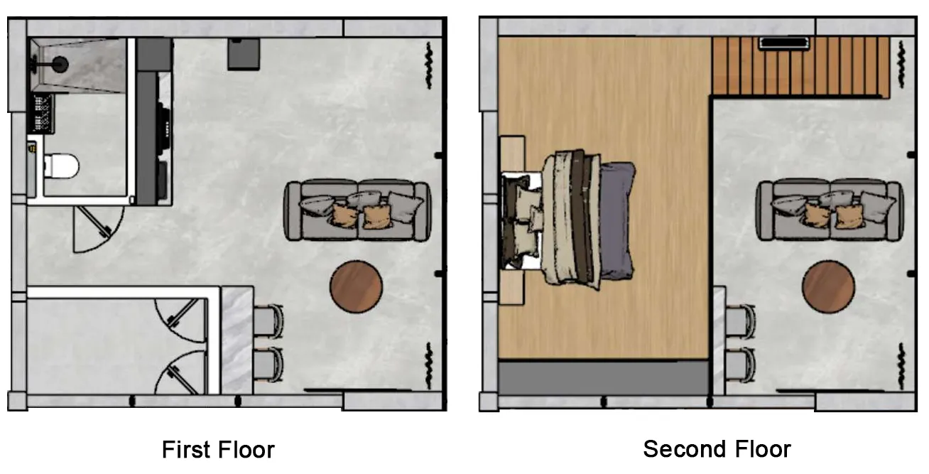 Swoi Loft Apartments 1 bed floor plan, 710 sqft