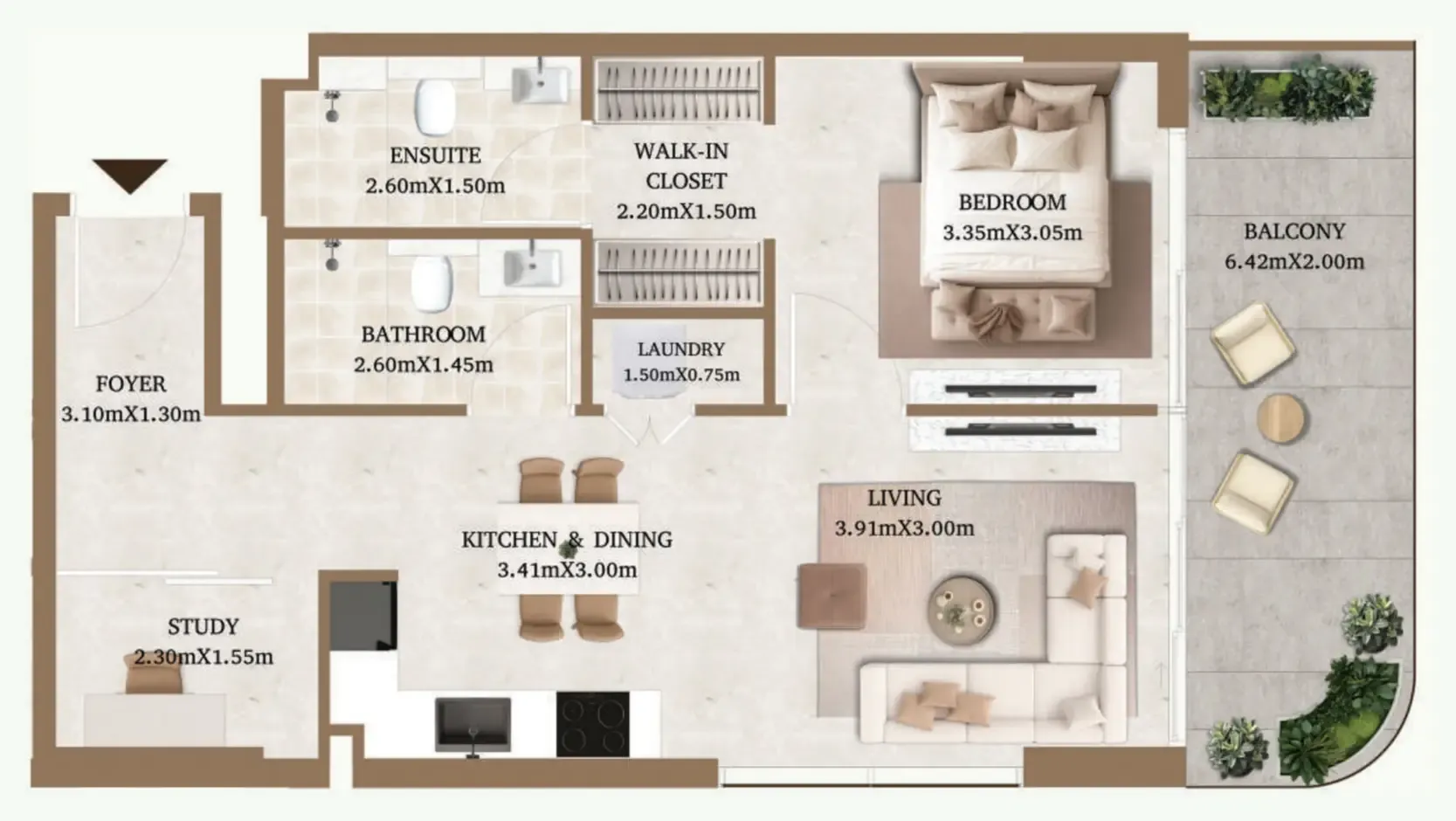 Arthouse Residences by Cledor 1 bed floor plan, 782 sqft