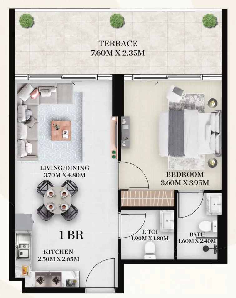 Chapter 01 by Newbury 1 bed floor plan, 780 sqft