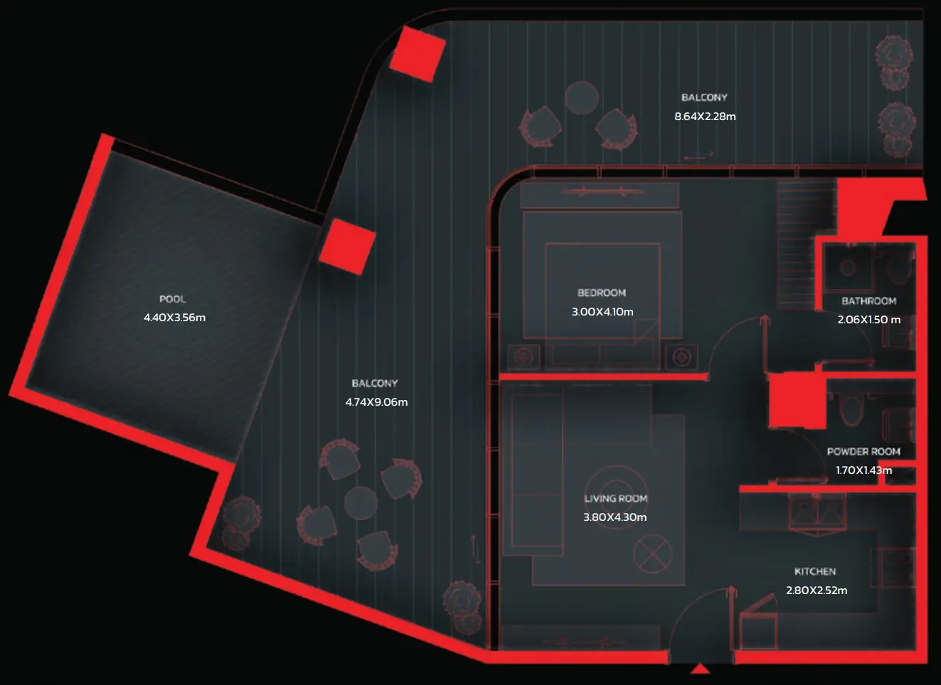 Tonino Lamborghini Residences by BNW Developments 1 bed floor plan, 1,206 – 1,212 sqft