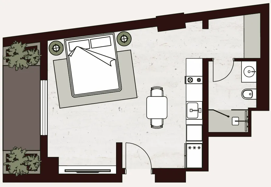 Aria Heights Studio floor plan, 470 sqft