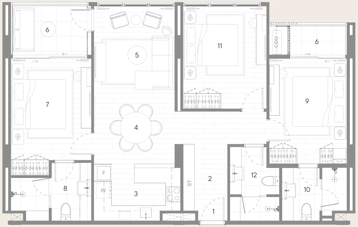 Sudara 3 bed floor plan, 1,184 sqft