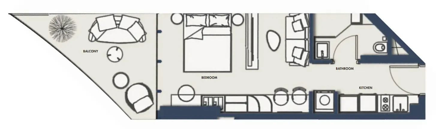Amra Residences Studio floor plan, 421 – 505 sqft
