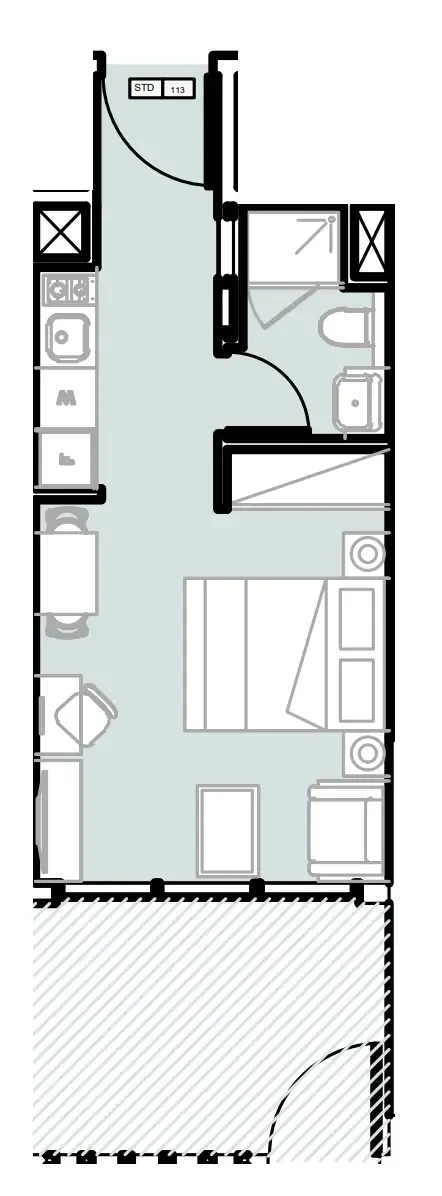 Verdana III Studio floor plan, 392 sqft