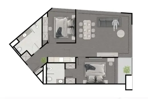 Next Point Condominium 2 bed floor plan, 1,066 sqft