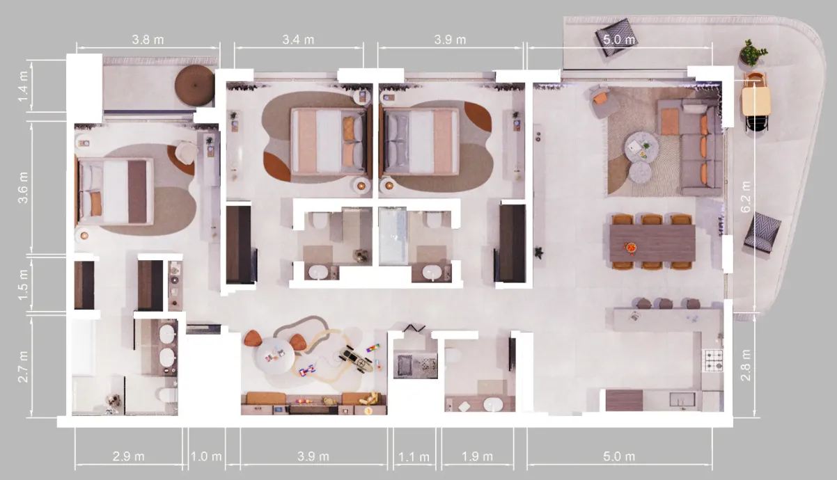 Verdes by Haven 3 bed floor plan, 1,898 sqft