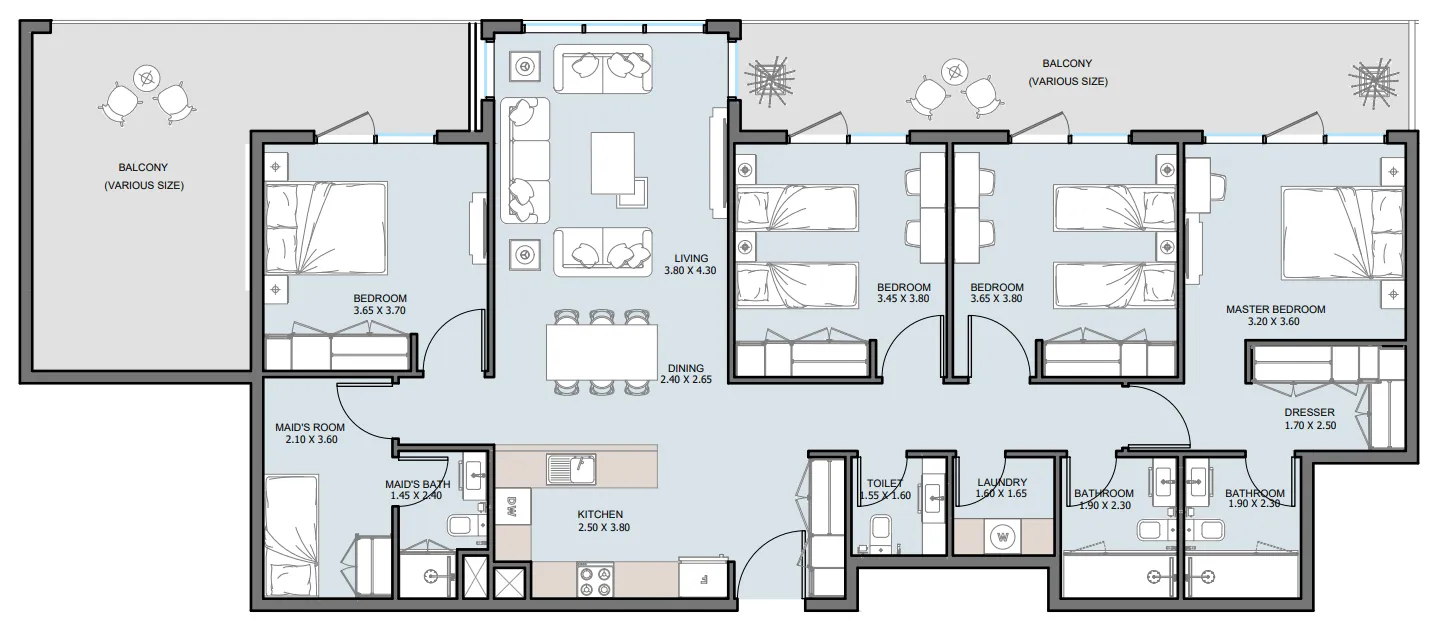 The District 4 bed floor plan, 2,058 sqft