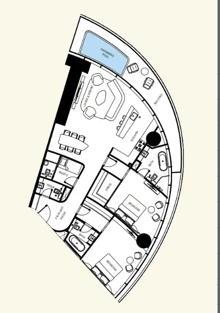 Mercedes-Benz Places by Binghatti 2 bed floor plan, 1,836 sqft