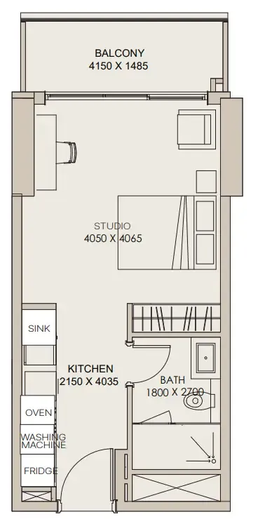 Nirvana Residences 1 Studio floor plan, 421 sqft
