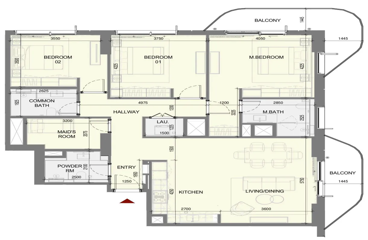 Takaya 3 bed floor plan, 1,691 sqft