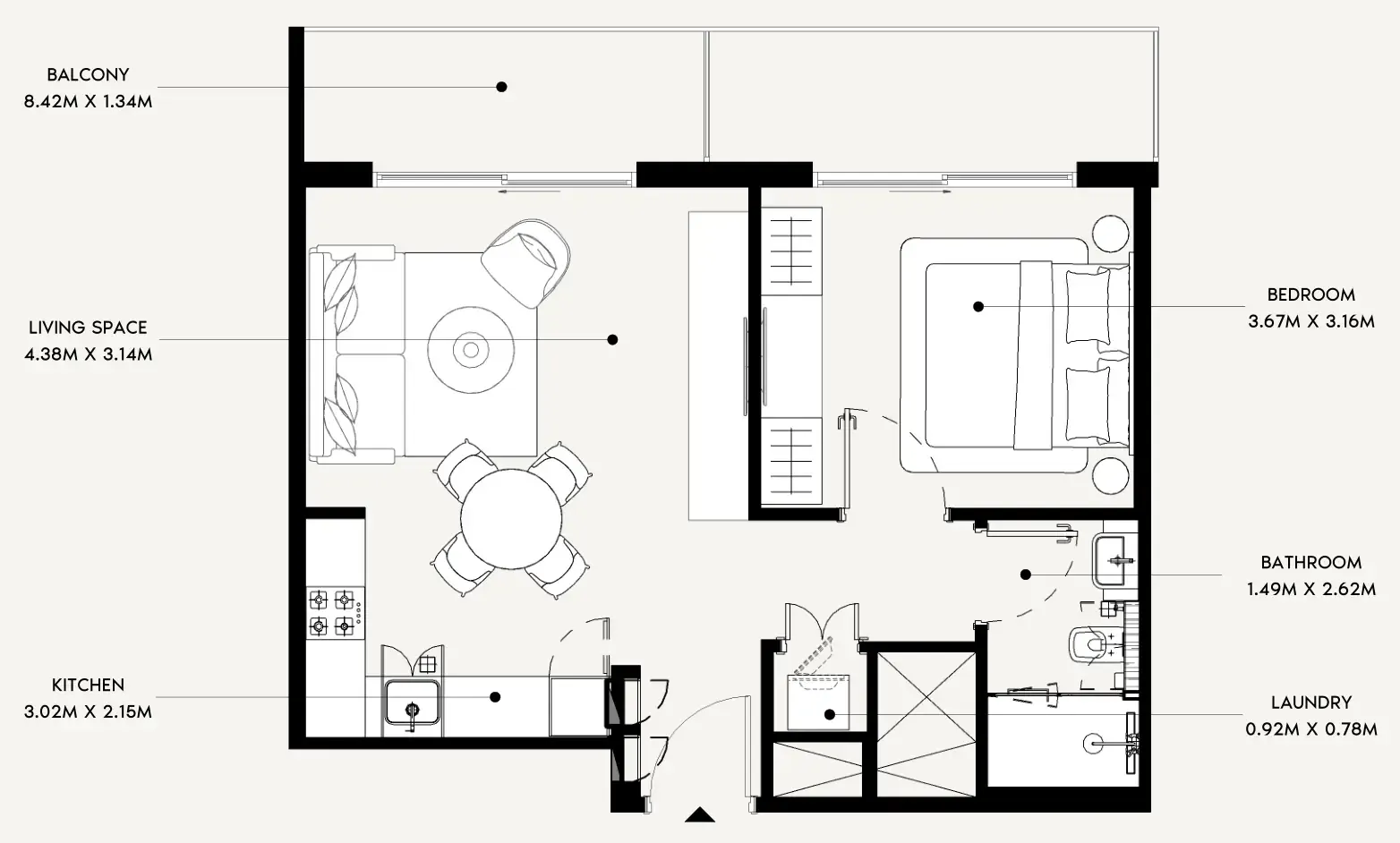 Azizi Leily 1 bed floor plan, 652 sqft