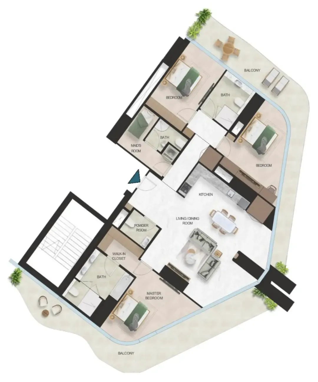 Oystra 3 bed floor plan, 2,580 sqft