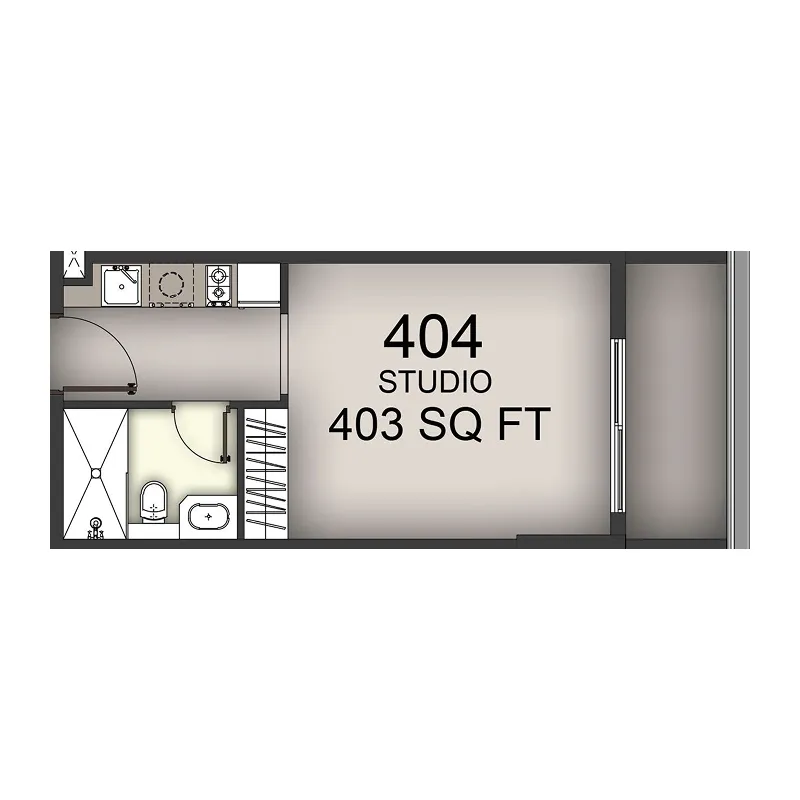 Aizel Tower Studio floor plan, 403 sqft