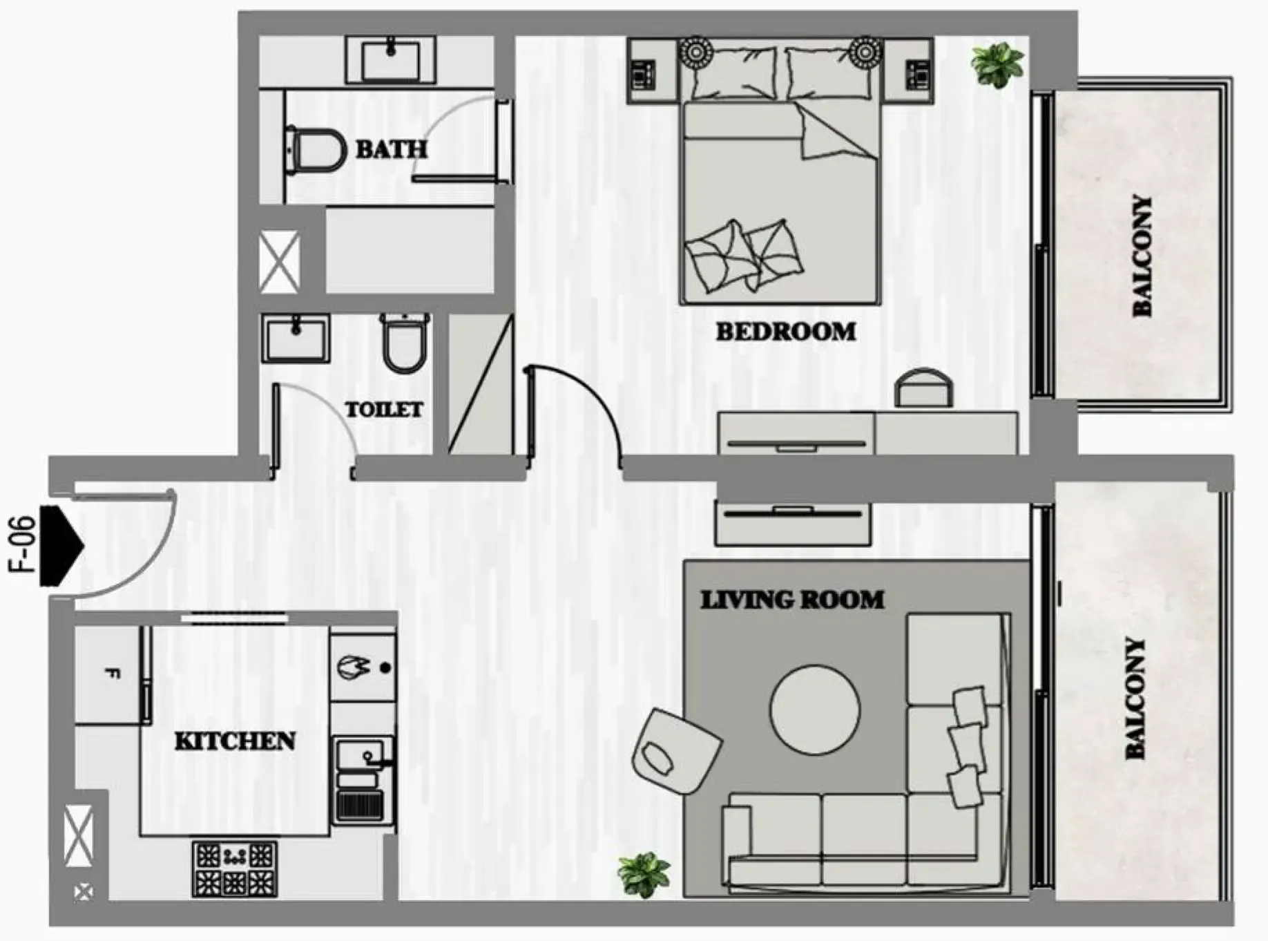 Greygate Residences by ADE 1 bed floor plan, 797 sqft