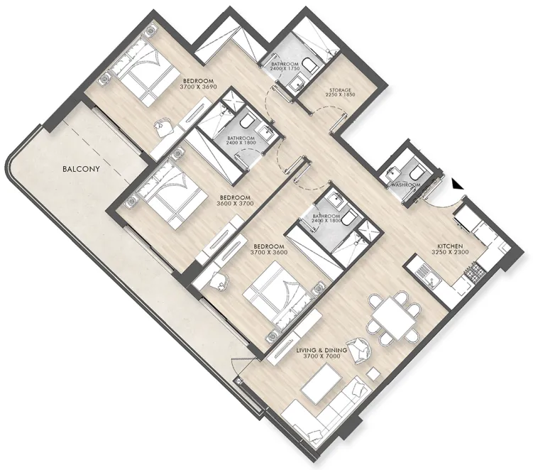 Capital Horizon Terraces 3 bed floor plan, 1,680 – 1,731 sqft