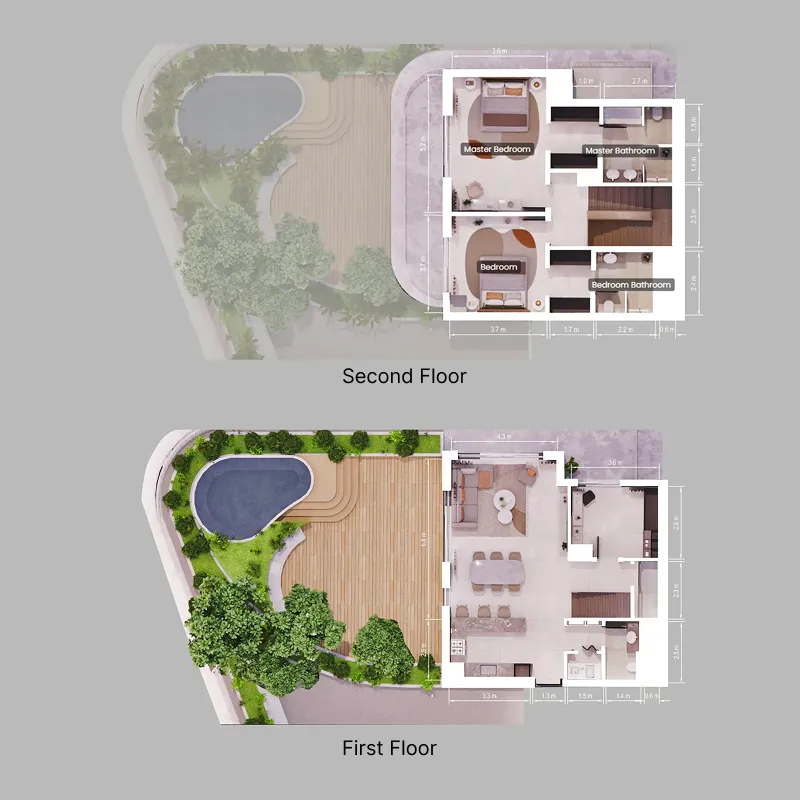 Verdes by Haven 2 bed floor plan, 2,943 sqft