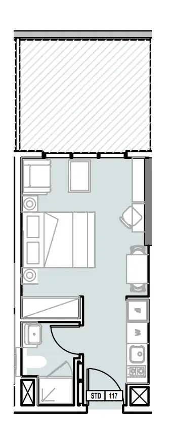 Verdana III Studio floor plan, 397 sqft